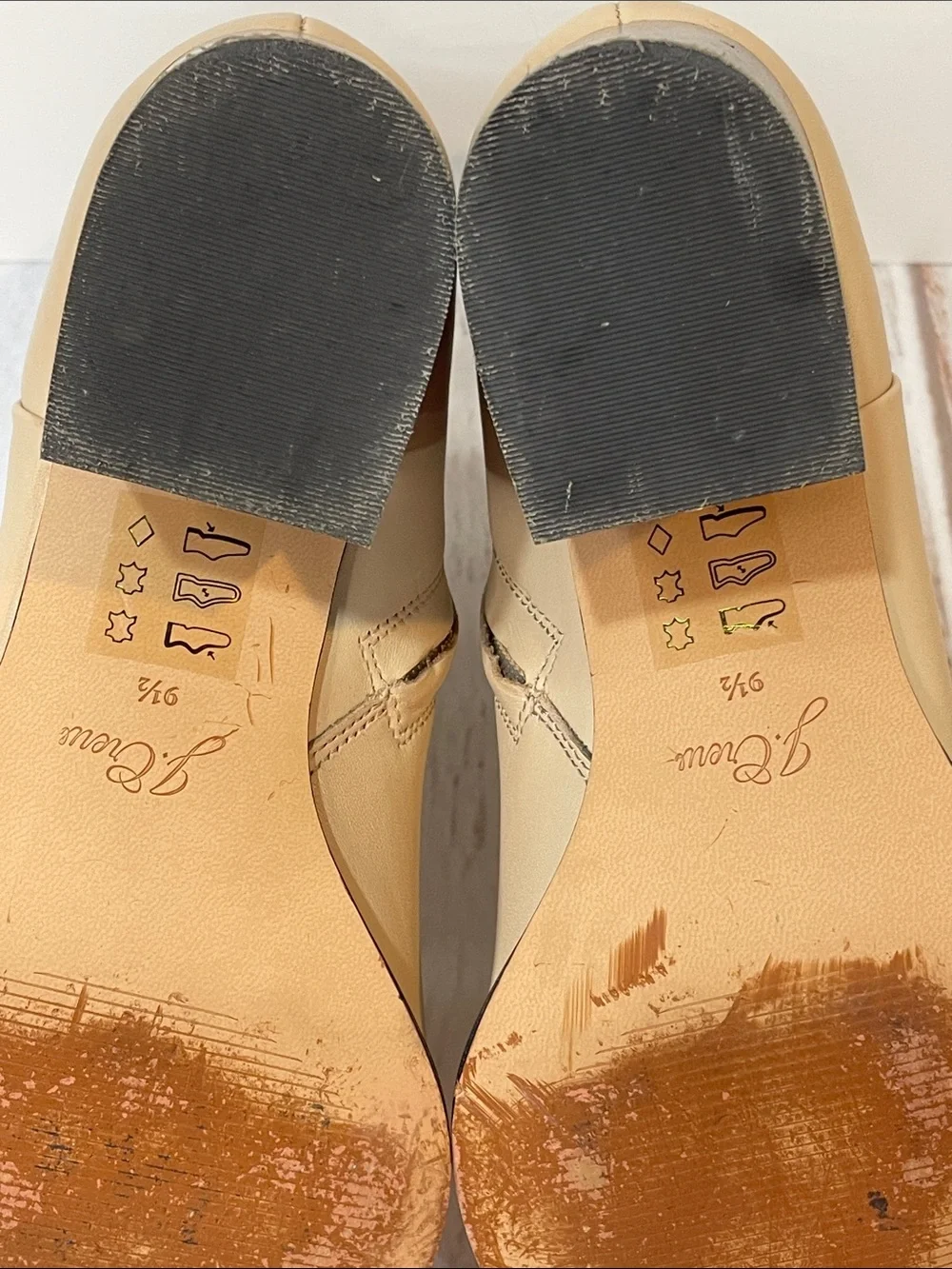 J Crew Women’s 9.5 Tan Leather Ankle Boots Classic Zip Closure BA566